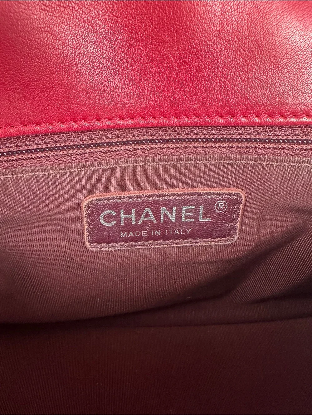 Chanel Red Quilted Calfskin Caviar Leather Flap Shoulder Bag Silver CC Charm